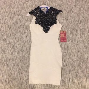 White bodycon dress. Brand is Emerald Sundae.